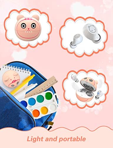Charming Bluetooth Earbuds for Kids – Waterproof Noise-Cancelling In-Ear Headphones with Adorable Pig and Cat Designs – Comfortable Stereo Sound Perfect for Young Music Lovers and Learning – Durable, Easy-to-Clean Wireless Headset with Broad Device Compatibility – Engage Your Child’s Audio Experience with Fun and Functionality