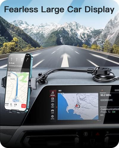 APPS2 Gooseneck Car Phone Holder Mount – Universal Dashboard & Windshield Suction Cup Cradle with Anti-Shake Stabilization for Optimal Stability and Visibility – Compatible with All Smartphones and Thick Cases – Sleek Carbon Fiber Design for Modern Vehicles