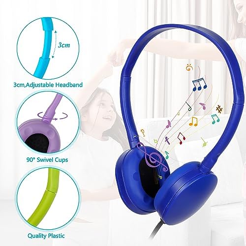 Bulk 18-Pack Kids Over-Ear Headphones – Durable Wired Classroom Headphones for Enhanced Learning & Engagement – Colorful, Comfortable Design with 3.5 mm Compatibility for Boys and Girls – Perfect for Schools, Libraries, and Group Activities