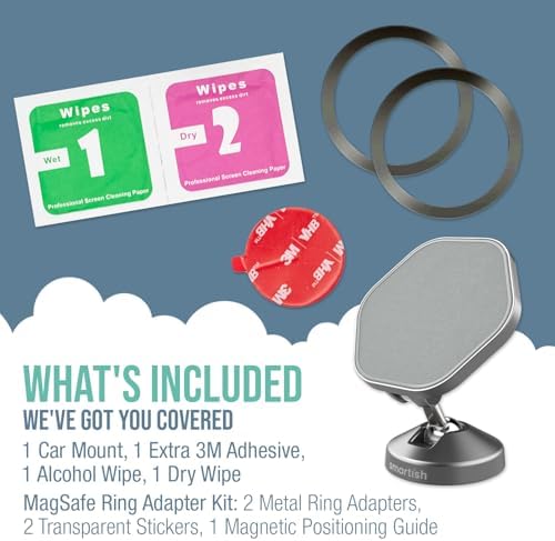 Elevate Your Driving Experience with the Smartish Mag Safe Car Mount – Mountaineer | Premium Magnetic Phone Holder for i Phone 16/15/14/13/12 | Extra Strength Adhesive for Secure Dashboard Mounting | Stylish Beige Design with 360-Degree Rotation for Optimal Viewing | Perfect Accessory for Seamless Connectivity and Navigation