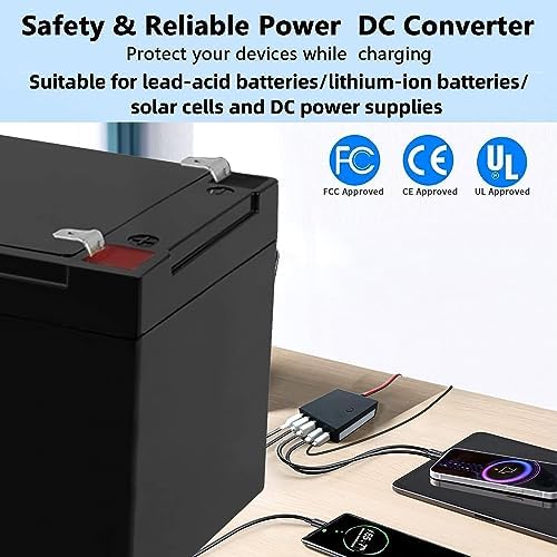 12 V 24 V USB USB-C DC Buck Charger Adapter with Battery Clip – 5 V 12 A 60 W Multi-Port Power Solution for Ultimate Device Compatibility and Fast Charging Efficiency