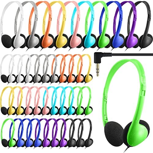 Chumia 40-Pack Kids Adjustable Wired Headphones – Vibrant Classroom Earphones for Enhanced Learning & Comfort – Ideal for Group Activities, Travel, and 3.5 mm Device Compatibility – Durable & Lightweight Design Perfect for Young Learners – Explore 10 Fun Colors to Personalize Every Experience