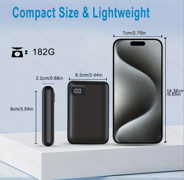 Compact 10000 m Ah Fast Charging Power Bank for Heated Vests and Jackets – Quick Charge USB C Portable Charger for i Phone 16, 15, 14, Android, Tablets & Nintendo Switch – Reliable Battery Pack for Outdoor Adventures and Daily Use