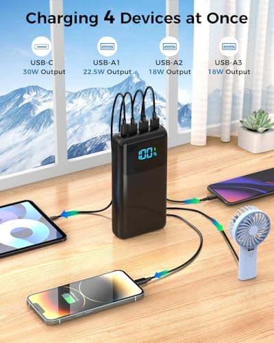 High-Capacity 50000 m Ah Portable Power Bank with Fast Charging – USB-C PD 30 W & QC 4.0, Multi-Device External Battery Pack Featuring 4 Outputs, 2 Inputs, and Digital Display for i Phone 15/14/13/12/11 & Android Devices – Ultimate Charging Solution for On-the-Go Professionals and Adventurers