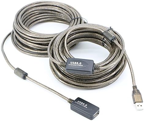PASOW 50-Foot USB 2.0 A Male to A Female Active Extension Cable with Signal Booster and LED Indicator – Optimal High-Speed Data Transfer for Printers, Keyboards, Game Consoles, and More – Perfect for Home & Office Connectivity Solutions