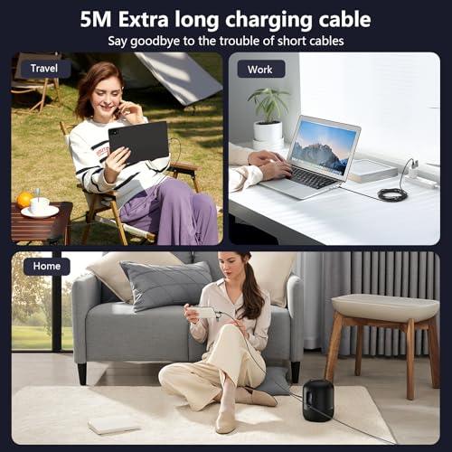 16 FT 4-in-1 USB C Charging Cable – Fast 60 W Lightning, Type C & USB A Compatibility for i Phone 15/14/13/12, Mac Book, i Pad & Samsung – Ultimate Versatile Charging & Data Transfer Solution for On-the-Go Power Users