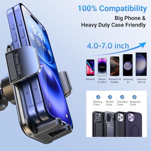 Ultimate 3-in-1 Car Phone Holder with 122+ LBS Suction Power & Adjustable Clamp for Stability – 360° Rotatable Dashboard & Vent Mount for All Smartphones – Effortless Installation & Enhanced Driving Safety in Sleek Black Design