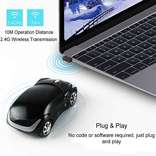 Sporty Pink Wireless Car-Shaped Optical Mouse – Portable 1600 DPI Mini Wireless Mice with USB Receiver for Laptop & Desktop – Ergonomic Design for Travel & Home Use – Unique Gift Idea for Tech Lovers