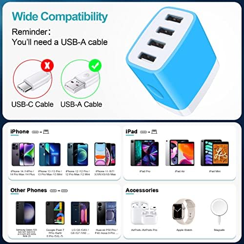 Dual USB Wall Charger 2-Pack – Rapid Charge Block for i Phone, Samsung Galaxy & Google Pixel – Universal Compatibility Power Adapter for Home, Office, and Travel – Fast Charging Technology with Compact Design – Reliable Multi Plug Outlet Solution for All Your Devices