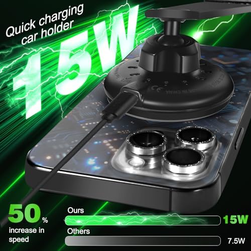 Enhanced 15 W Magnetic Wireless Car Charger with 360° Adjustable Arm – Fast Charging Mount for i Phone, Samsung Galaxy & Google Pixel – Versatile Cell Phone Holder for Seamless Navigation – Premium Automotive Accessory for Modern Drivers