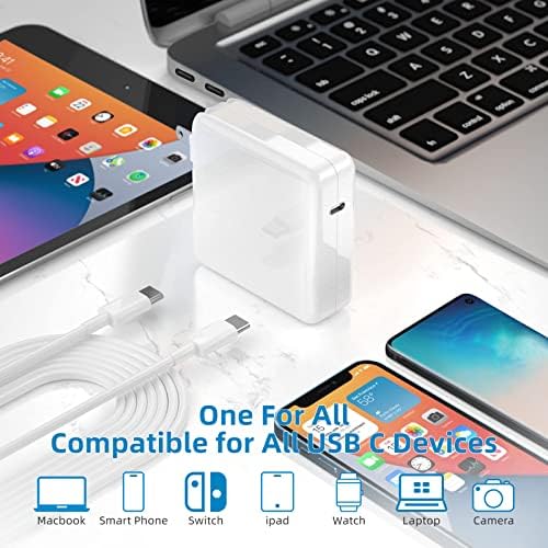 Ultra-Fast 118 W USB-C Charger for Mac Book Pro & Air – High-Efficiency Power Adapter with 6.6 ft Cable, Compatible with M1, M2, M3, M4, i Pad Pro, Samsung Galaxy & All USB-C Devices – Compact, Safe & Reliable Charging Solution for Laptops & Smartphones