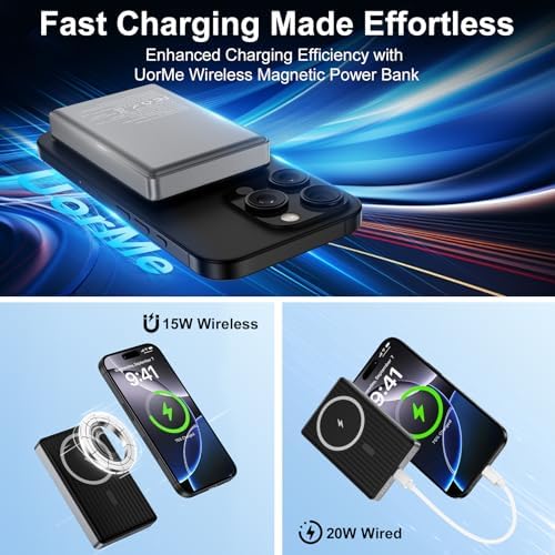 Magnetic Fast Charging Portable Power Bank – 10,000 m Ah Wireless Charger for Samsung Galaxy S25 Ultra, S24 FE, S23, S22, Z Fold, Flip 6, 5 & i Phone 16, 15 – Sleek Design with 20 W USB-C Cable for Ultimate Convenience and Compatibility