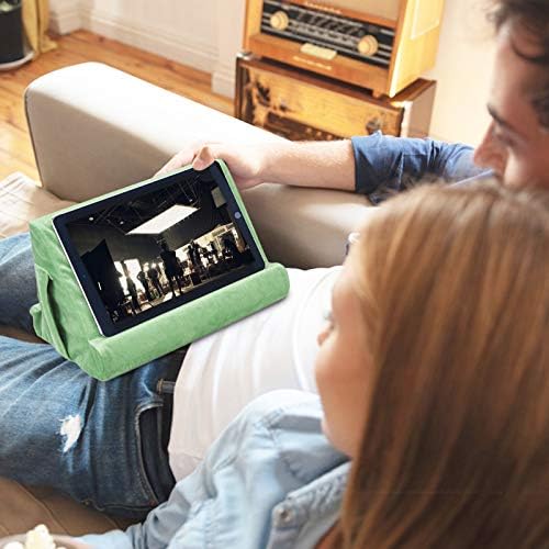 Ultimate Comfort Multi-Angle Tablet Holder and Phone Stand Set – Lightweight and Sturdy Design with Storage Pocket – Ergonomic Cushion for Enhanced Stability and Versatile Use – Modern Black and Light Green Aesthetic for Stylish Workspaces and On-the-Go Convenience