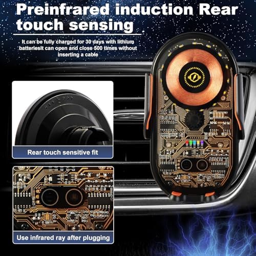 Phone Holders for Your Car with Wireless Chargre – Metal Hook Clip, Auto Clamp Air Vent Cell Phone Car Mount, Hands Free Universal Automobile Cradle Fit for iPhone Android and All Smartphones – Enhanced Compatibility and Speed