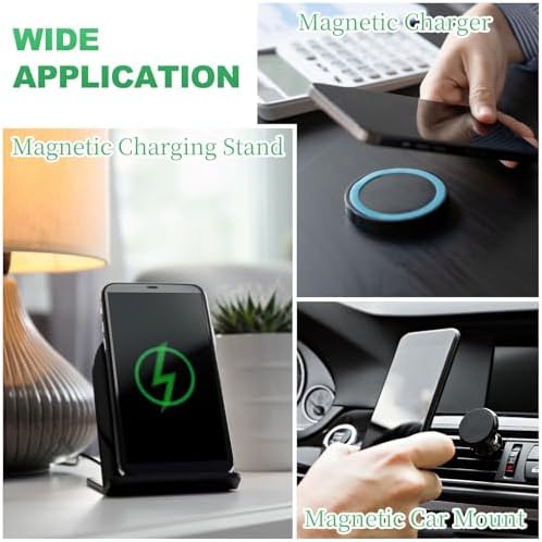 Universal Magnetic Adapter Ring Kit – 12 Ultra-Thin Yellow Metal Stickers for Enhanced Phone Case Compatibility and Wireless Charging Efficiency – Secure Adhesive Solution for Magnetic Mounts and Accessories – Easy Installation for Maximum Grip and Stability