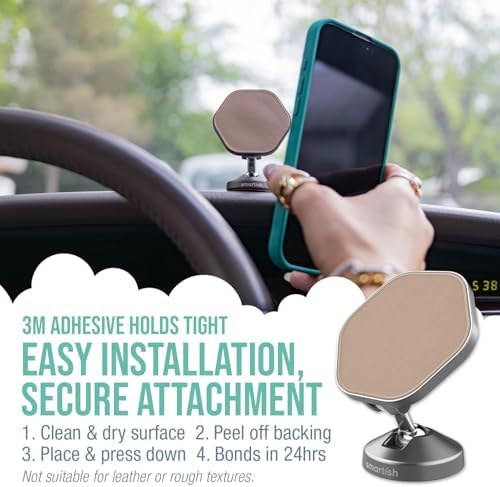 Elevate Your Driving Experience with the Smartish Mag Safe Car Mount – Mountaineer | Premium Magnetic Phone Holder for i Phone 16/15/14/13/12 | Extra Strength Adhesive for Secure Dashboard Mounting | Stylish Beige Design with 360-Degree Rotation for Optimal Viewing | Perfect Accessory for Seamless Connectivity and Navigation