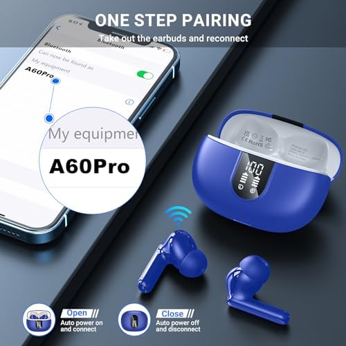 Elevate Your Audio Experience with Aoslen Wireless Earbuds – 2024 Hi-Fi Stereo Headphones Featuring 4 ENC Noise-Canceling Microphones, 42-Hour Playtime & Bluetooth 5.3 Connectivity – Perfect for Android & i OS Users, Sleek Design with LED Power Display for Ultimate Convenience