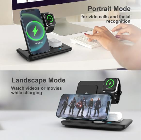 Ultimate 3-in-1 Wireless Charging Station for i Phone, Samsung, Apple Watch & Air Pods – Fast Charge Dock with Minimalist Design – Versatile Universal Compatibility for Home & Office Use – Safe, Efficient Power-Up Solution