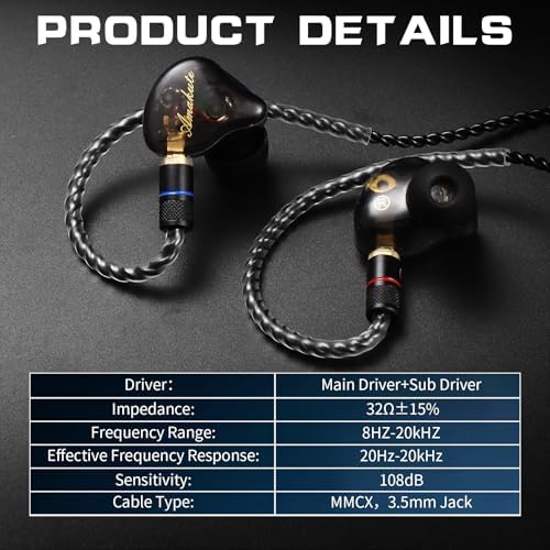 Premium Hi-Fi Dual Driver In-Ear Monitor Earbuds with Detachable Cable – Noise-Canceling Headset for Musicians, Singers & Audiophiles | Elegant Wood Grain Design for Superior Sound Isolation and Versatile Compatibility