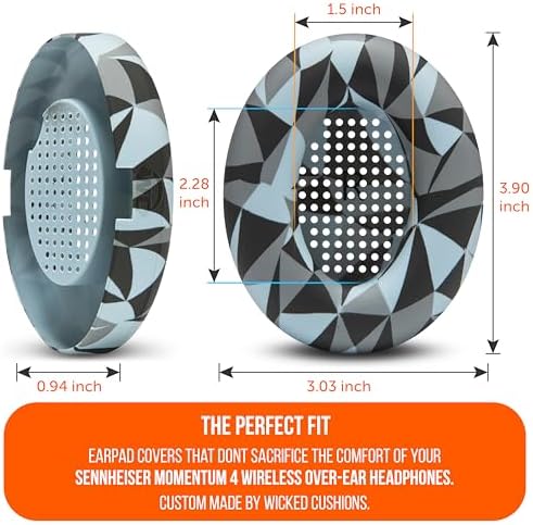 Transform Your Sennheiser Momentum 4 with WC Sweat Z Earpad Covers – Stylish Black Camo Protection for Active Lifestyles – Sweatproof, Washable Silicone Ear Pads for Ultimate Comfort and Enhanced Longevity