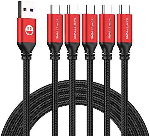 Premium 10 FT Braided USB Type-C Cable 5-Pack – High-Speed 3 A Fast Charging for Samsung Galaxy S10/S9/S8 Plus, Note 10/9/8, LG V50/V40/G8/G7 – Durable and Flexible Charge & Data Transfer Solution – Essential Accessory for Home, Office, and Travel