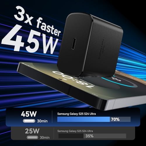Super Fast 45 W Samsung USB-C Charger with 10 FT Pink Cable – Ultimate Charging Solution for Galaxy S25/S24/S23 Ultra, Stylish & Efficient Power Adapter for Quick Device Boosts and Enhanced Compatibility