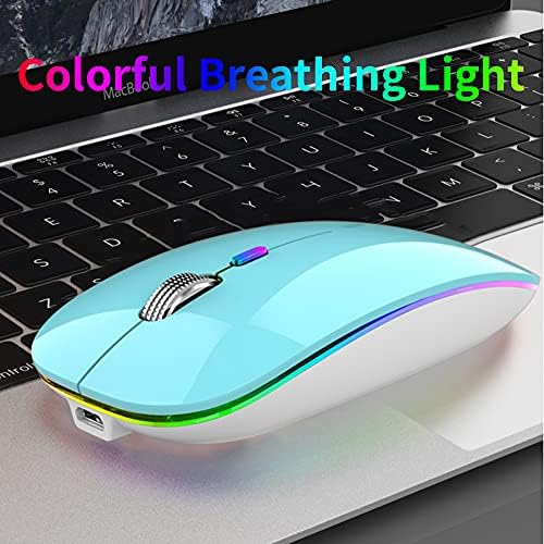 Uiosmuph G12 Slim Rechargeable LED Wireless Silent Mouse – Ultra-Portable USB Optical Computer Accessory with Type C Adapter for Seamless Compatibility and Noise-Free Operation in Blackish Green