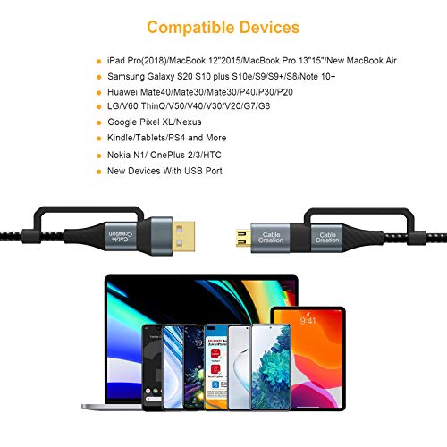 Ultimate 4-in-1 USB C Charger Cable – 6.6 FT Multi-Device Fast Charging & Data Transfer Cable with Power Delivery (PD) 3 A, Compatible with Mac Book Pro, i Pad, Galaxy S23/S23+/S22 & More – Enhanced Durability & Speed for On-the-Go Convenience
