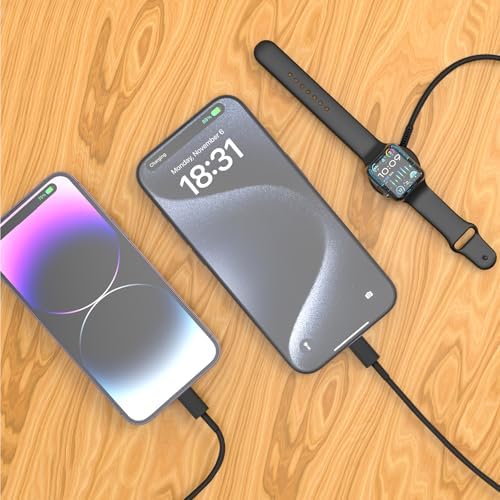 Ultimate 3-in-1 Magnetic Charger for Apple Watch – Fast USB-C Charging Cable for i Phone & i Pad Compatibility – 6 FT Versatile Length for All Apple Watch Series – Durable Design for Effortless Home and Travel Charging