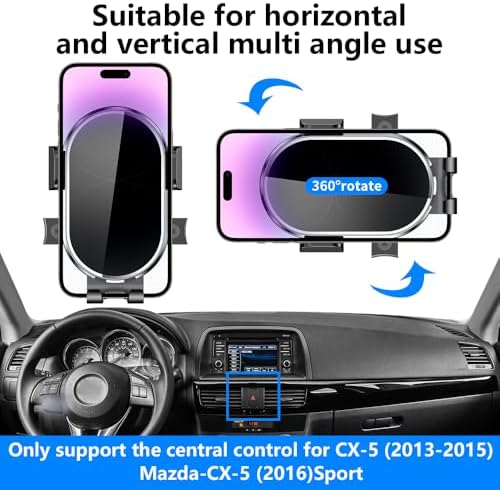 Mazda CX-5 2013-2016 Custom Fit Car Phone Holder – 360-Degree Rotation Dashboard Mount for Enhanced Navigation & Safety – Sleek Mobile Device Cradle Accessory for Ultimate Driving Convenience