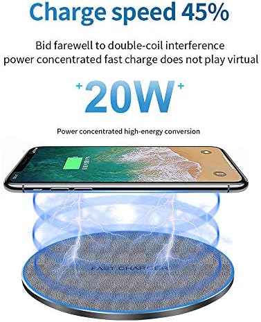 FDGAO Ultra-Compact 20 W Max Fast Wireless Charger – Effortless Qi Charging Pad for i Phone 16/15/14/13/12/SE/11/XS Max/XR, Samsung Galaxy S25/S24/Note, Air Pods, Pixel & LG G8 – Streamlined Charging Solution with Advanced Safety Features for Home or Office Use
