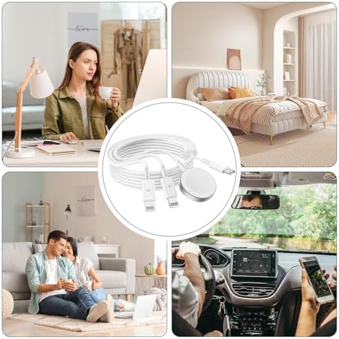 Revolutionary 2-in-1 Magnetic USB-C Charger for Apple Watch & i Phone – 3 ft Fast Charging Cable for Series Ultra/9/8/7/6/SE/SE2/5 & i Phone 14/13/12/11 Pro/Pro Max – Ultimate Convenience, Enhanced Compatibility, and Robust Durability for Modern Tech Users