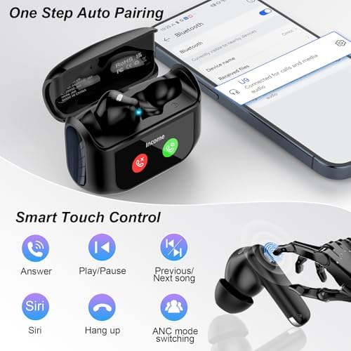 Ivory White Premium Wireless Earbuds – Cutting-Edge Bluetooth 5.4 Headphones with Touch Control, 48-Hour Battery Life, and 5 Customizable EQ Modes for Superior Sound Quality – IPX7 Waterproof with Active Noise Cancelling and Transparency Mode for Ultimate Comfort and Versatility