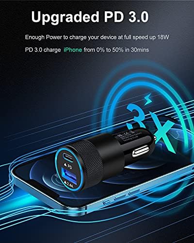 AILKIN 30 W PD USB C Car Charger – Dual Port Fast Charging Adapter for i Phone, Samsung, LG & More – Compact Power Delivery Lighter Socket Charger with Enhanced Safety Features for Efficient On-the-Go Charging