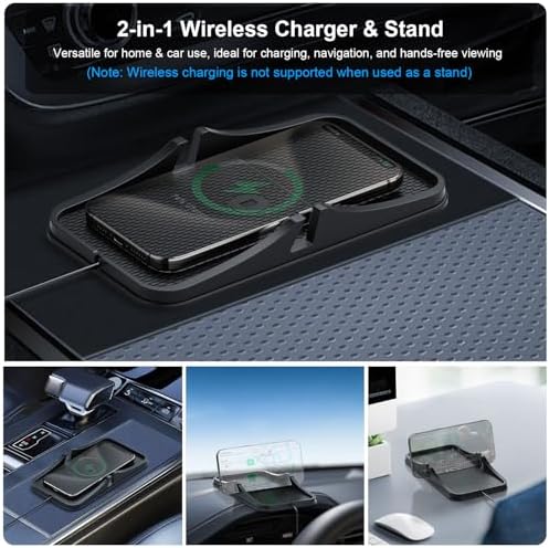 Large Fast Wireless Car Charging Pad by REESTECQI – 15 W Qi-Compatible Charger for i Phone 16 Pro Max, Samsung Galaxy, and Google Pixel with Anti-Slip Design and 1 Meter USB-C Cable – Effortless Charging on the Go and Case-Friendly Functionality. Experience high-speed charging efficiency with our spacious 7.13″ x 4.06″ pad that accommodates larger devices while ensuring they stay securely in place during travel. Featuring advanced safety measures including over-temperature and over-voltage protection, this multifunctional charging solution doubles as a phone stand, enhancing your navigation and video viewing experience. Perfect for busy lifestyles, this innovative charger is compatible with a variety of smartphones and supports cases up to 4 mm thick, making it a versatile addition to your car, home, or office. Optimize your charging experience with REESTECQI’s reliable and efficient design.