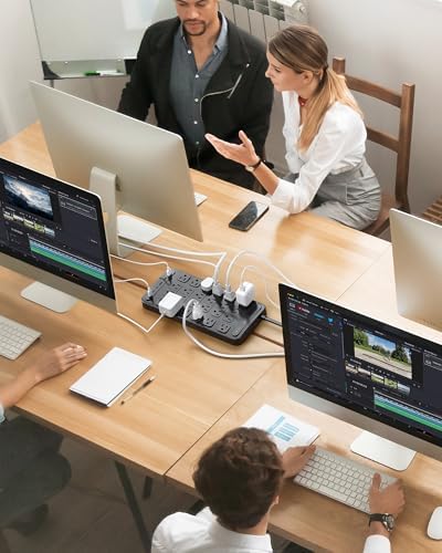 TROND 360° Rotating Surge Protector Power Strip – 24 AC Outlets & 6 Fast Charging USB Ports (37 W) – 4000 Joules Protection for Ultimate Device Safety – 6 ft Heavy Duty Extension Cord for Gaming and Office Use – ETL Listed for Dependable Performance – Essential Power Solution for Dorm Rooms and More