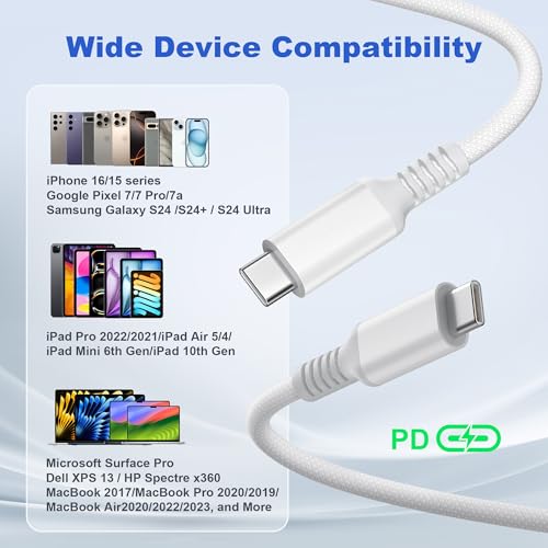Basesailor iPad Mini 7 Charger Cable 10FT,USB C to USB C Cord 100W with USB Adapter,Fast Power Delivery Charging Cord for Apple iPhone 16 15 Pro Max Plus,iPad 10th Air 4th 5th Generation,AirPods 4,S24 – Enhanced Compatibility and Speed