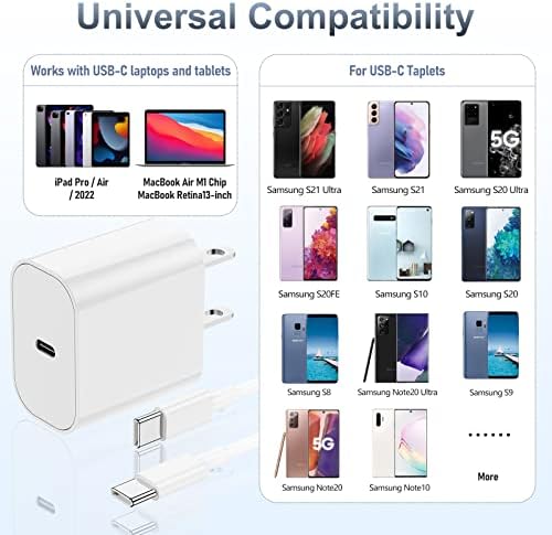 High-Efficiency 20 W USB-C Fast Charger for i Phone 16 & i Pad Pro – Versatile 6 ft & 10 ft Type C Charging Cables with Robust Wall Adapter for Quick Power Boosts – Perfect for i Phone 16 Pro Max, 15 Plus, and All i Pad Models – Maximize Your Charging Flexibility and Efficiency