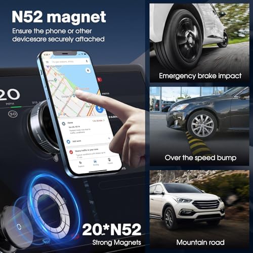 360° Rotatable Vacuum Magnetic Phone Holder, Adjustable Hands-Free Suction Cup Car Phone Mount for Car/Gym/Mirror/Smooth Surface, Compatible with iPhone Android and All Smartphones – Enhanced Compatibility and Speed