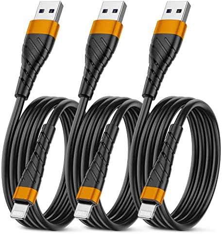 MFi Certified 6 Ft Lightning Charging Cable for i Phone – 3 Pack Fast Charging USB Cord, Durable Design for Enhanced Compatibility with i Phone 12/11/XS/Max/XR/X/8/8 P/7 P/6 & i Pad – Seamless Power-Up Experience