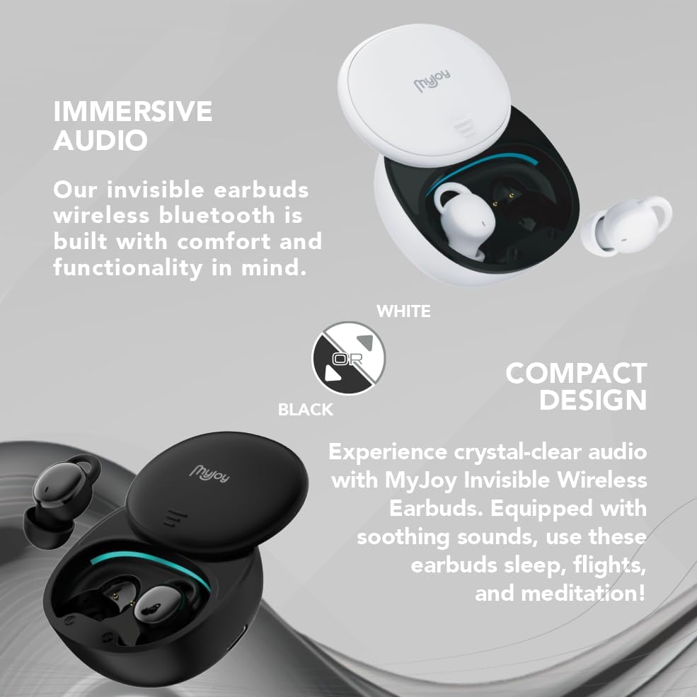 Discover Unmatched Comfort with My Joy Invisible Bluetooth Sleep Earbuds – Wireless Freedom for Meditation, Travel, and Restful Nights – Sleek Black Design – Perfectly Engineered for All-Night Wear, Effortless Connectivity, and Enhanced Device Compatibility – Enjoy Premium Sound Quality and Long Battery Life for Continuous Audio Bliss – Ideal for Mindfulness Practices and Sleep Deprivation Relief – Lightweight and Discreet for Seamless Use – Durable Construction Ensures Everyday Reliability – Transform Your Relaxation Experience with Innovative Noise-Isolating Technology.