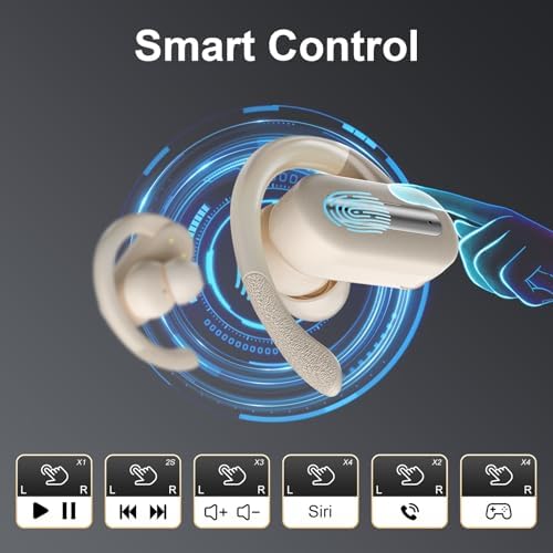 Vibe Haven Bluetooth 5.4 Sports Earbuds: Ultra-Lightweight IPX7 Waterproof Wireless Headphones with Secure Earhooks, Enhanced ENC Noise Cancellation for Superior Call Clarity – Ideal for Active Lifestyles, Intense Workouts, and Daily Commutes – Ergonomically Designed for Comfort and Unrivaled Sound Quality