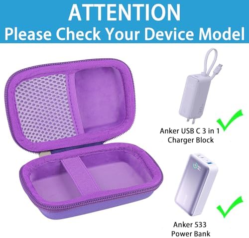 Khanka Premium Hard Shell Travel Case for Anker 3-in-1 Fast Charger & Power Banks – Shockproof, Lightweight, and Elegant Protection in Purple – Customizable Interior for Ultimate Compatibility and Organization – Perfect Accessory for On-the-Go Charging Solutions