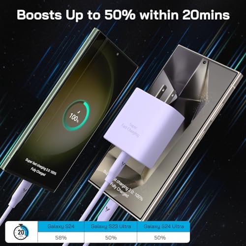 45 W Ultra-Fast USB-C Charger & 12 FT Cable for Samsung Galaxy Devices – Premium Charging Block for S25, S24, S23, and Tab S9/S8 Ultra – Enhanced Speed, Safety, and Portability for Ultimate Device Efficiency