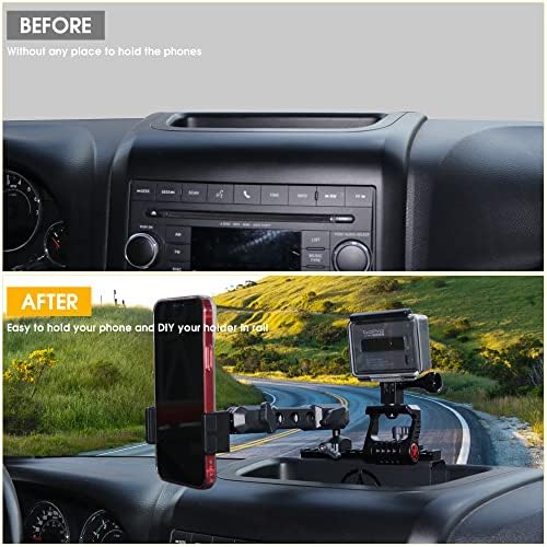 BESTAOO Dash Mount Phone Holder for 2018+ Jeep Wrangler JL & 2020+ Gladiator JT & 2021 Ford Bronco – Innovative Single Ball Design for Picatinny Rail Compatibility, Secure and Adjustable Phone Mount for Enhanced Driving Safety and Convenience