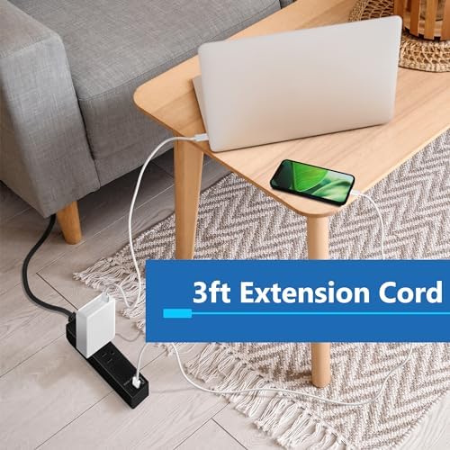 LIDER Ultra-Thin Flat-Face Outlet Extender with 3 Receptacles – Space-Saving Power Strip with 3 ft Cord, ETL-Listed for Safety, Sleek White Design for Modern Interiors – Perfect Solution for Enhanced Device Charging and Versatile Placement
