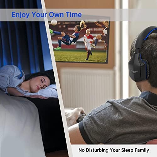 Unleash the Power of Sound with Wallar Ge Long-Range Wireless Over-Ear Headphones – Effortless Setup with RF Transmitter, 100 Ft Wireless Freedom, and 20-Hour Rechargeable Battery Life for Uninterrupted Entertainment – Luxurious Comfort in Sleek Black/Red Design, Compatible with All TV Brands for an Immersive Audio Experience