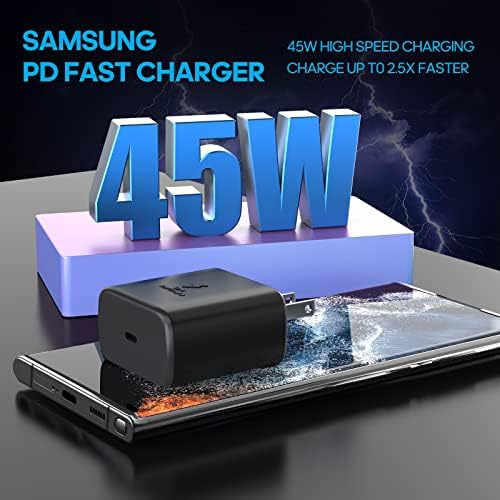 Samsung 45 W USB C Fast Charger – Ultra-Fast Wall Plug for Galaxy S25/S24/S23 Series, Note 10, Tab S7/S8 – Compact Design with Advanced Safety Features for Quick Power Delivery and Enhanced Device Compatibility
