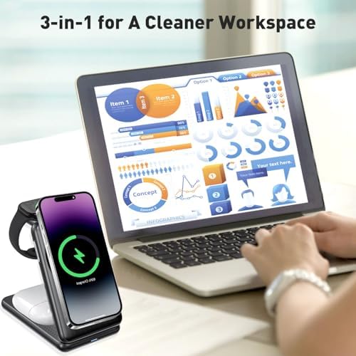Ultimate 3-in-1 Magnetic Wireless Charging Stand for i Phone 16/15/14/13/Pro/Max, Apple Watch & Air Pods – Fast, Efficient, and Clutter-Free Charging Solution for Modern Lifestyles