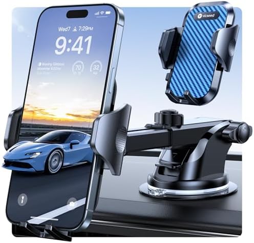VICSEED Advanced Suction Phone Holder for Cars – Ultimate Rally-Grade Stability for 2025 Models, Dark Blue Universal Cradle for i Phone & Samsung – Experience Unmatched Grip and Safety While Driving